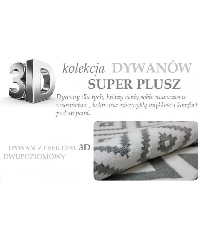 Dywan Plush 3D Microfibra Diamond Black&White