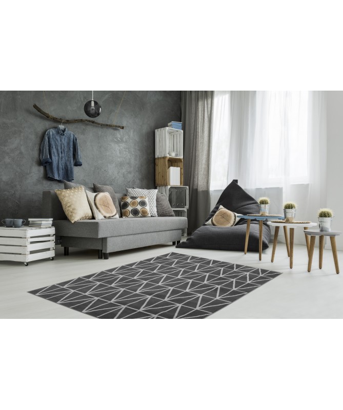 Dywan Smart BCF Trójkąty Ciemny Szary