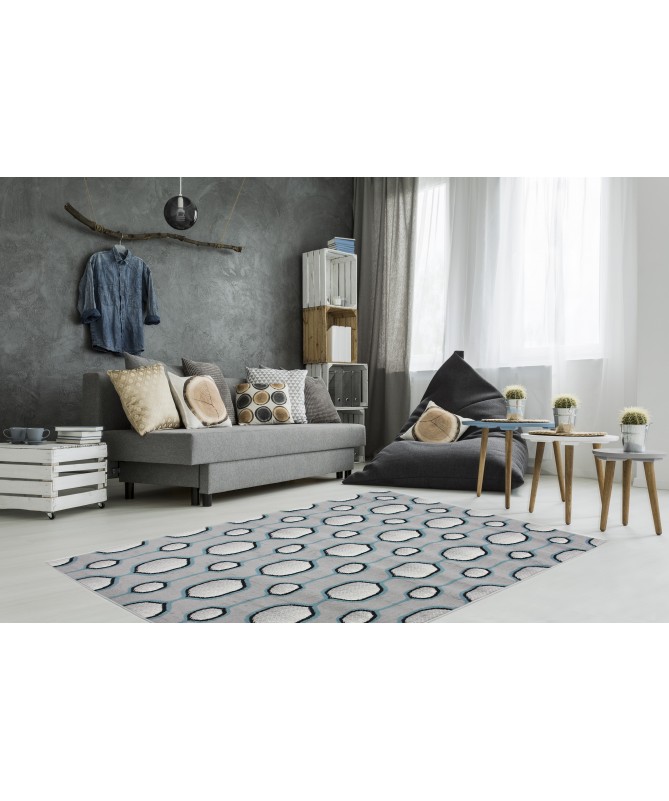 Dywan Smart BCF Łańcuszek Szary/Turkus