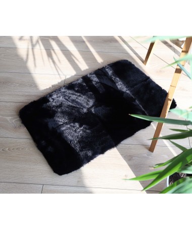 Dywan Pluszowy Bella Rabbit Królicze Futerko Czarny