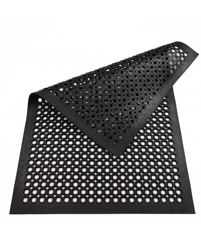 Gruba wycieraczka pod drzwi gumowa ażurowa z rantem 80x120 cm - dywaneo.pl