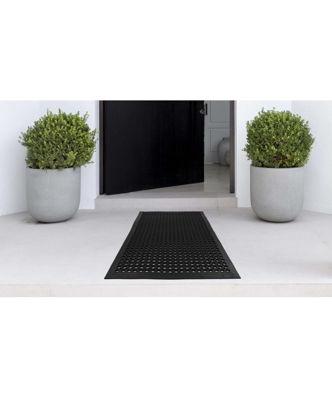 Gruba wycieraczka pod drzwi gumowa ażurowa z rantem 80x120 cm - dywaneo.pl