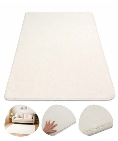 Dywan Poliestrowy Miękki Gęsty Do Sypialni Kremowy Eternity