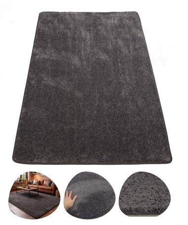 Dywan Poliestrowy Miękki Gęsty Do Salonu Grafitowy Residence